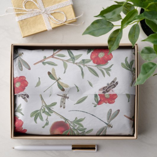 Drachenfliegen und Granatäpfel Seidenpapier (Geschenk)