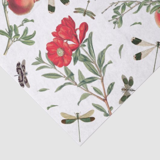 Drachenfliegen und Granatäpfel Seidenpapier (Detail)