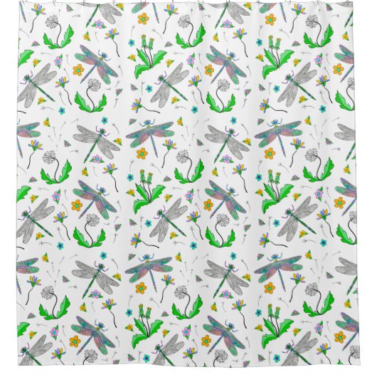 Drachenfliegen und Kronleuchter Hand gezogen Duschvorhang (Vorderseite)