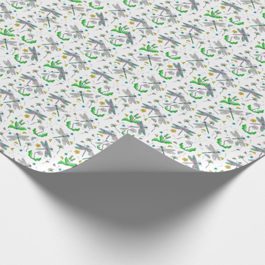 Drachenfliegen und Kronleuchter Hand gezogen Geschenkpapier (Ecke)