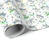 Drachenfliegen und Kronleuchter Hand gezogen Geschenkpapier (Rolleneckpunkt)