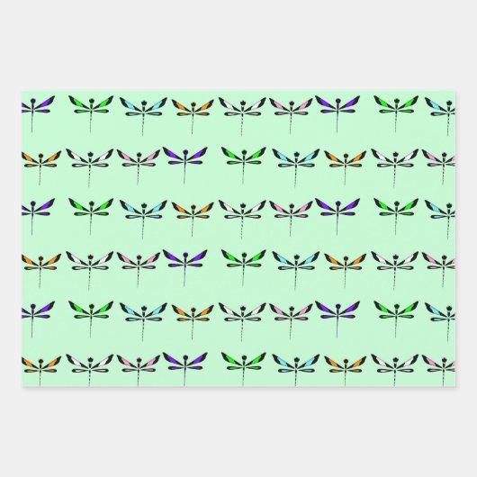 Drachenfliegen und Kronleuchter Hand gezogen Geschenkpapier Set (Vorderseite 2)