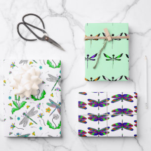 Drachenfliegen und Kronleuchter Hand gezogen Geschenkpapier Set
