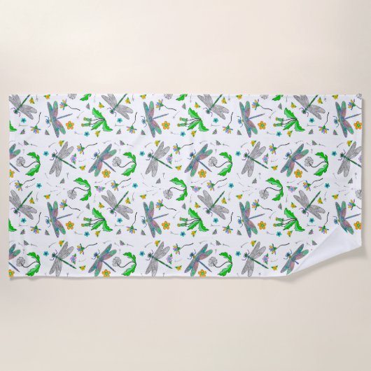 Drachenfliegen und Kronleuchter Hand gezogen Strandtuch (Vorderseite)