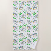 Drachenfliegen und Kronleuchter Hand gezogen Strandtuch (Vorderseite)