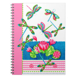 Drachenfliegen und Lilien-Notebook Notizblock