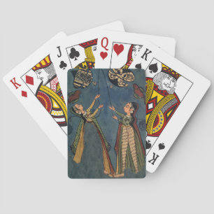 Drachenfliegermädchen, Kulu-Volksmalerei, Himachal Spielkarten