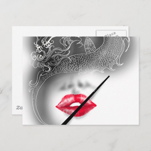 Drachenfrau Postkarte (Vorne/Hinten)