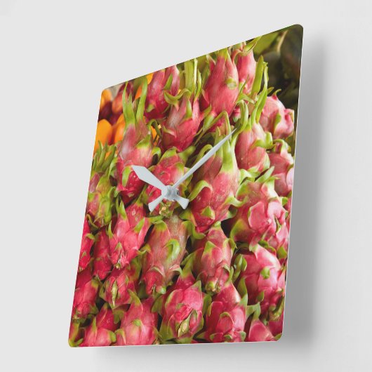 Drachenfrucht| Markt für Dosen Quadratische Wanduhr (Winkel)