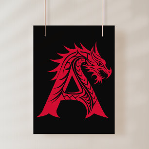 Drachengestalteter Buchstabe A, Drachenschrift, Mo Fotodruck