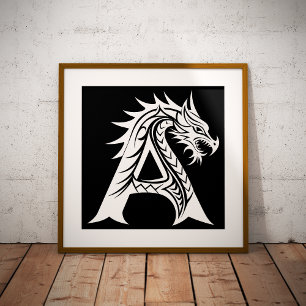 Drachengestalteter Buchstabe A, Drachenschrift, Mo Poster
