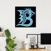 Drachengestalteter Buchstabe B, Drachenalphabet, M Poster (Heimbüro)