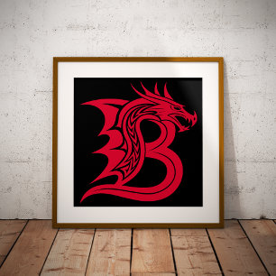 Drachengestalteter Buchstabe B, Drachenschrift, Mo Fotodruck