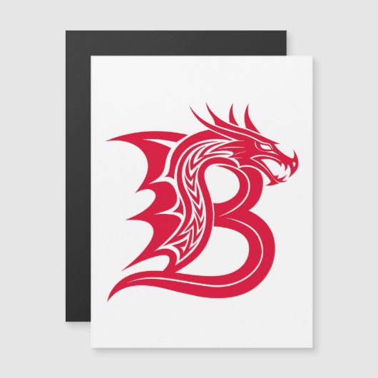 Drachengestalteter Buchstabe B, Drachenschrift, Mo Magneteinladung (Vorne/Hinten)