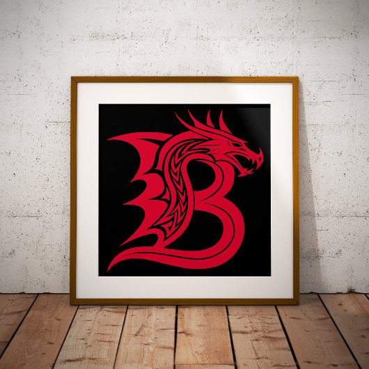 Drachengestalteter Buchstabe B, Drachenschrift, Mo Poster
