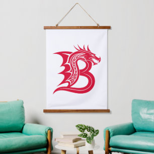 Drachengestalteter Buchstabe B, Drachenschrift, Mo Wandteppich Mit Holzrahmen