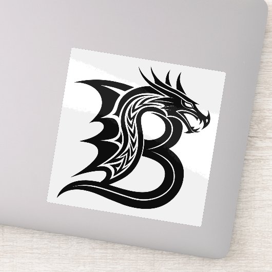 Drachengestalteter Buchstabe B, Dragonalphabet, Mo Aufkleber (Detail)