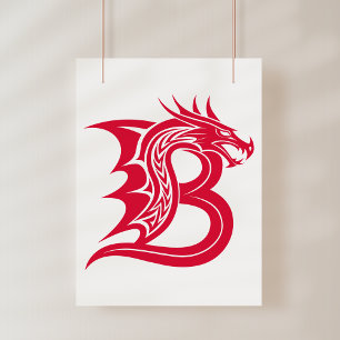 Drachengestalteter Buchstabe B, Dragonalphabet, Mo Poster