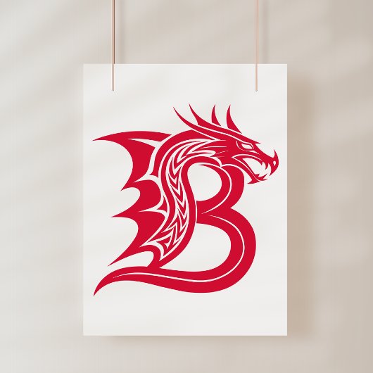 Drachengestalteter Buchstabe B, Dragonalphabet, Mo Poster