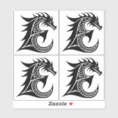 Drachengestalteter Buchstabe E, Drachenalphabet, M Aufkleber (Blatt)