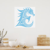 Drachengestalteter Buchstabe E, Drachenschrift, Mo Poster (Küche)
