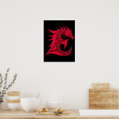 Drachengestalteter Buchstabe E, Drachenschrift, Mo Poster (Küche)