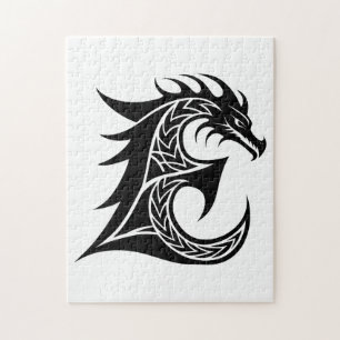 Drachengestalteter Buchstabe E, Drachenschrift, Mo Puzzle