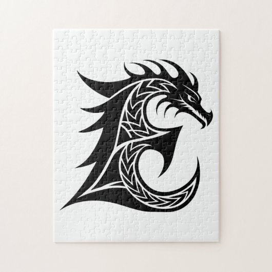 Drachengestalteter Buchstabe E, Drachenschrift, Mo Puzzle (Vertikal)