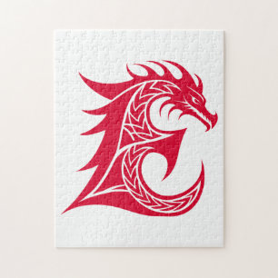 Drachengestalteter Buchstabe E, Drachenschrift, Mo Puzzle