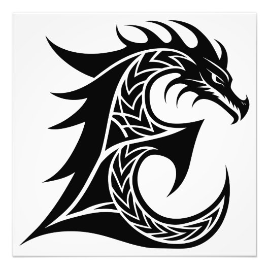 Drachengestalteter Buchstabe E, Dragonalphabet, Mo Fotodruck (Vorne)