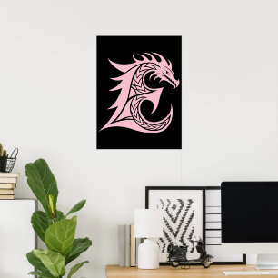 Drachengestalteter Buchstabe E, Dragonalphabet, Mo Poster