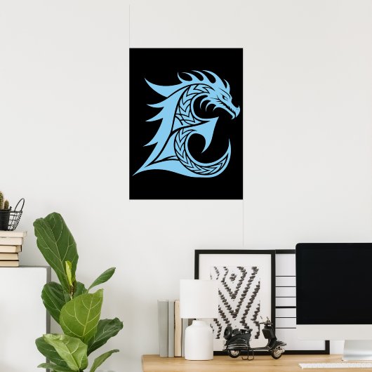 Drachengestalteter Buchstabe E, Dragonalphabet, Mo Poster (Heimbüro)
