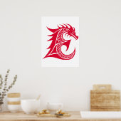 Drachengestalteter Buchstabe E, Dragonalphabet, Mo Poster (Küche)