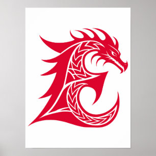 Drachengestalteter Buchstabe E, Dragonalphabet, Mo Poster