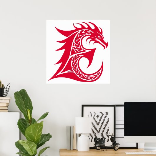 Drachengestalteter Buchstabe E, Dragonalphabet, Mo Poster (Heimbüro)