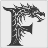 Drachengestalteter Buchstabe F, Drachenschrift, Mo Aufkleber (Vorderseite)