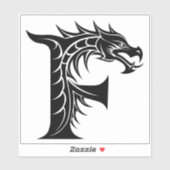 Drachengestalteter Buchstabe F, Drachenschrift, Mo Aufkleber (Blatt)