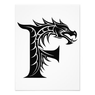 Drachengestalteter Buchstabe F, Drachenschrift, Mo Fotodruck