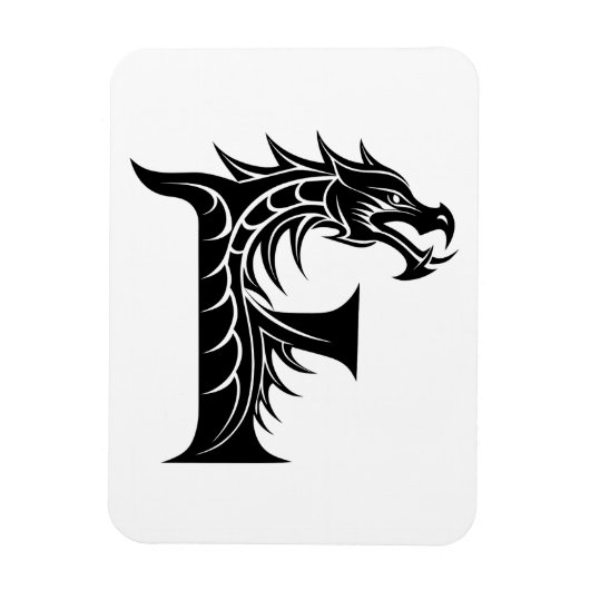 Drachengestalteter Buchstabe F, Drachenschrift, Mo Magnet (Vertikal)