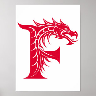 Drachengestalteter Buchstabe F, Drachenschrift, Mo Poster