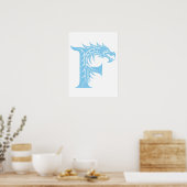 Drachengestalteter Buchstabe F, Drachenschrift, Mo Poster (Küche)