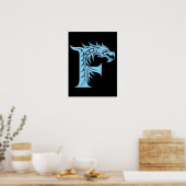 Drachengestalteter Buchstabe F, Drachenschrift, Mo Poster (Küche)