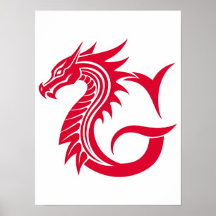 Drachengestalteter Buchstabe G, Drachenschrift, Mo Poster
