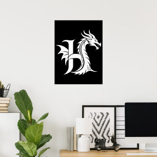 Drachengestalteter Buchstabe H, Drachenalphabet, M Poster