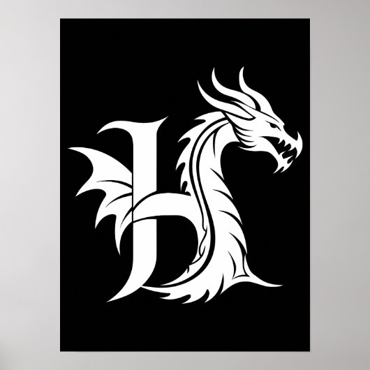 Drachengestalteter Buchstabe H, Drachenalphabet, M Poster (Vorne)