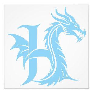 Drachengestalteter Buchstabe H, Drachenschrift, Mo Fotodruck