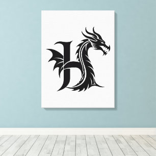 Drachengestalteter Buchstabe H, Dragonalphabet, Mo Leinwanddruck