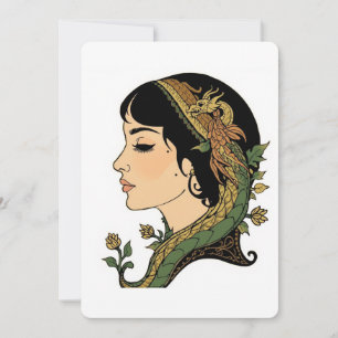 : Drachenhaar-Dame – Persische Fantasy-Blumen-Gruß