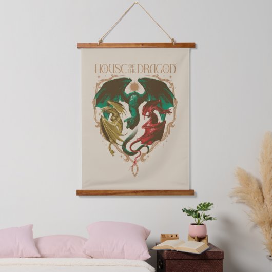 Drachenhaus | Drachenschild Wandteppich Mit Holzrahmen (Schlafzimmer)