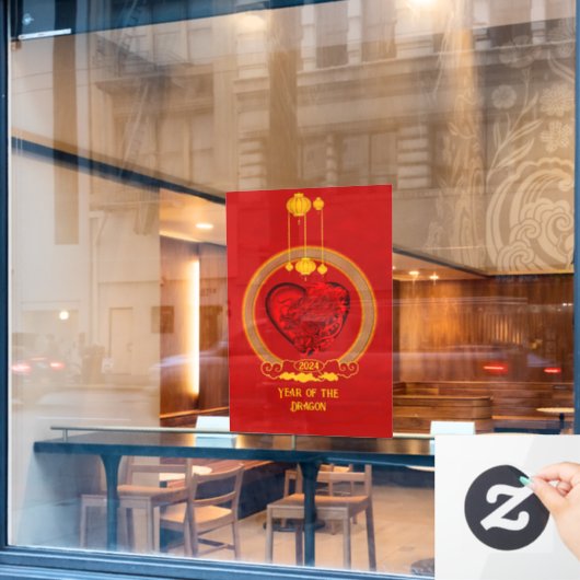 Drachenherz , Jahr des Drachen Fensteraufkleber (Café-Fenster)